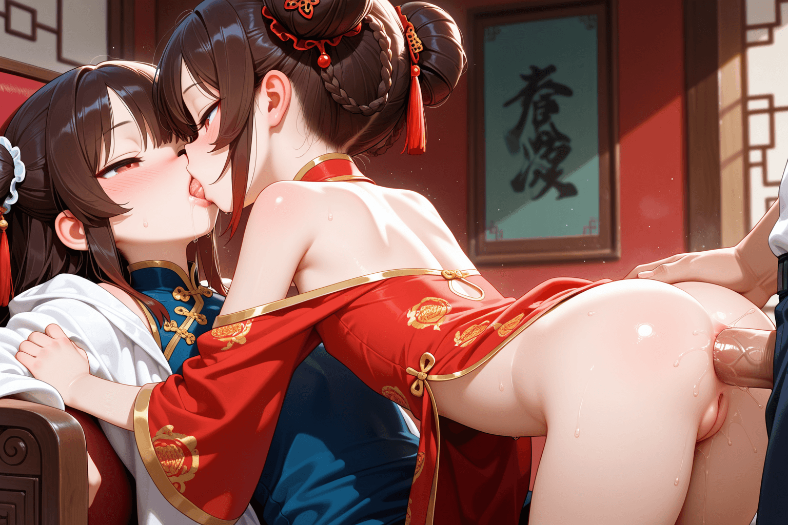chinese girl, hair style, douyin shenzhenhighschool, Loli, Anal, deep kiss, French kiss, sucking a girl's lips